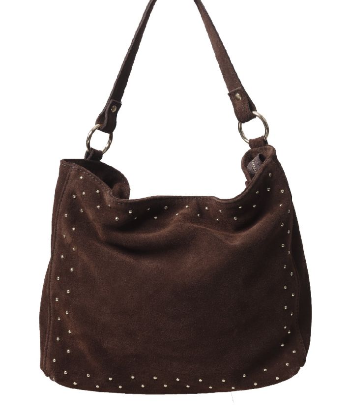 Lottie suède handtas met studs