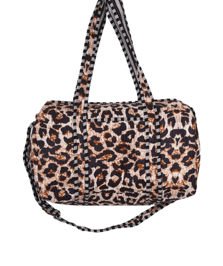 Gewatteerde weekend tas met luipaardprint