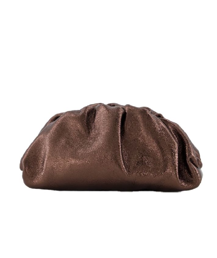 Metallic leren clutch in donker brons