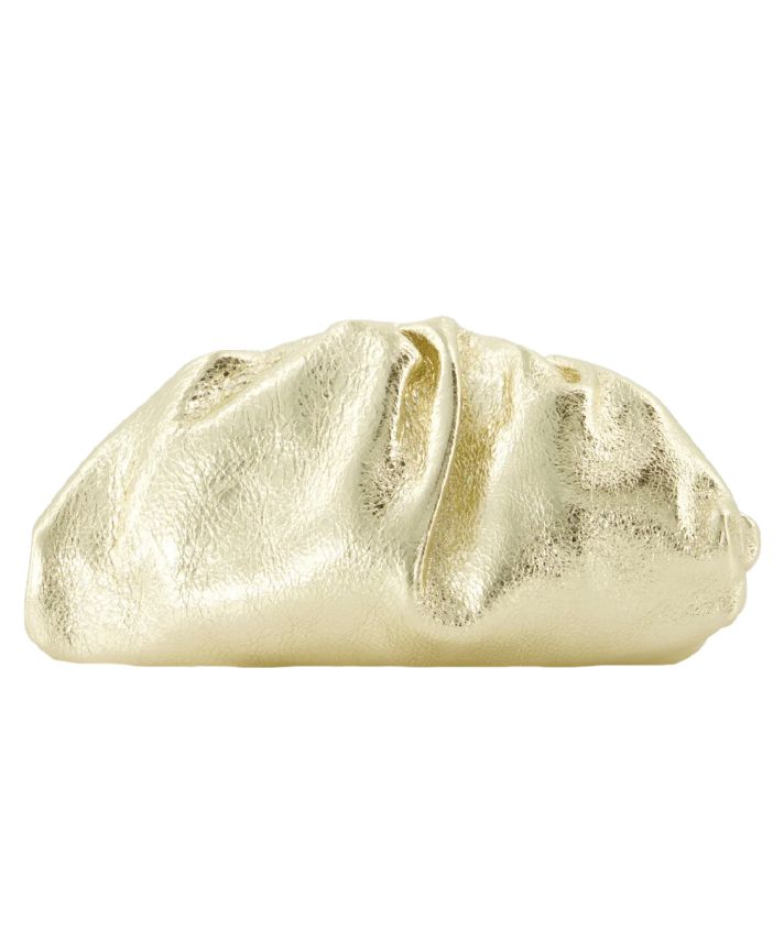 Metallic leren clutch in goud