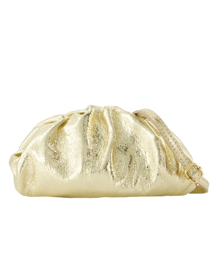 Metallic leren clutch in goud