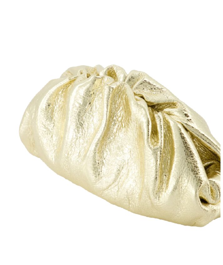 Metallic leren clutch in goud