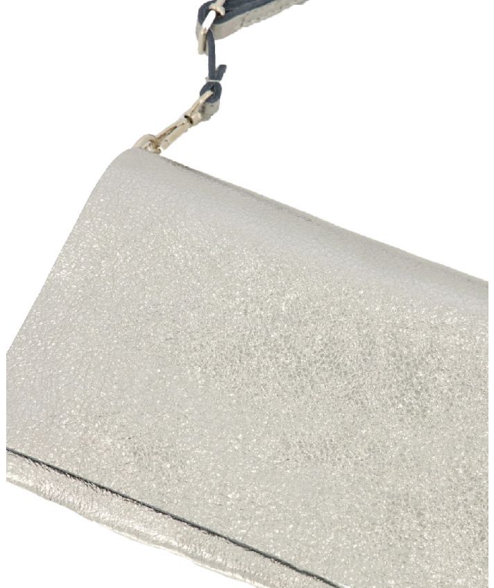 Leren fold-over clutch in zilver