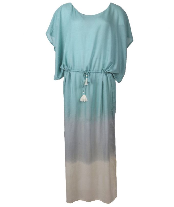 Lange kaftan in mintgroen met kleurverloop