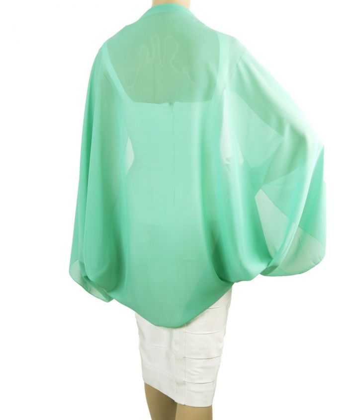 Mintgroene bolero stola van crêpe voile