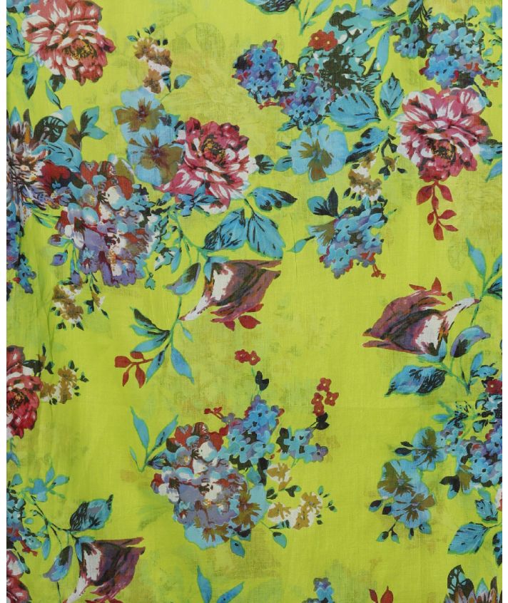 Neongele sarong met bloemenprint