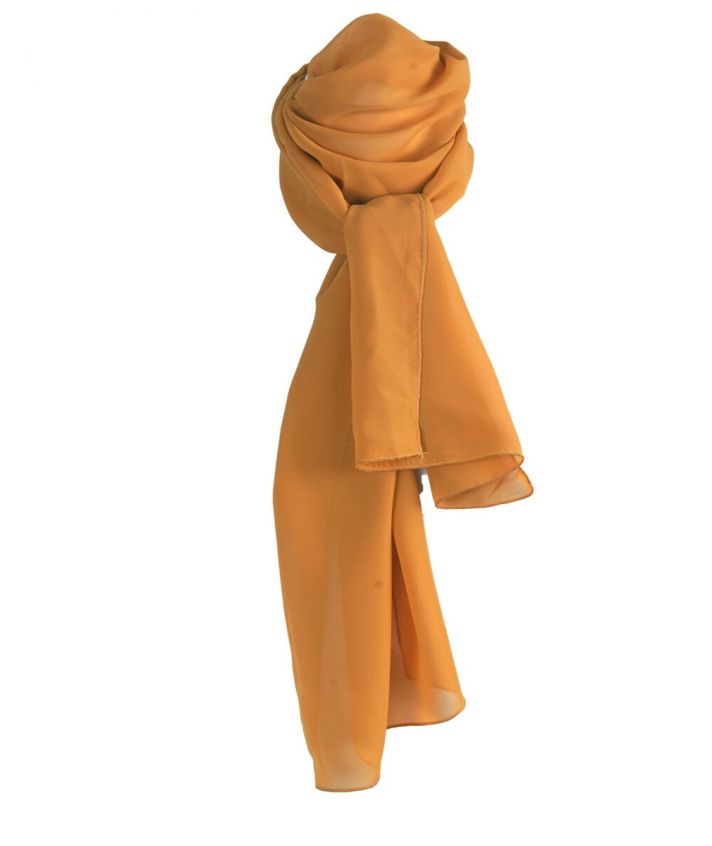 Okergele crêpe voile sjaal