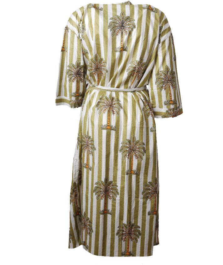 Nora - katoenen kimono in olijfgroen