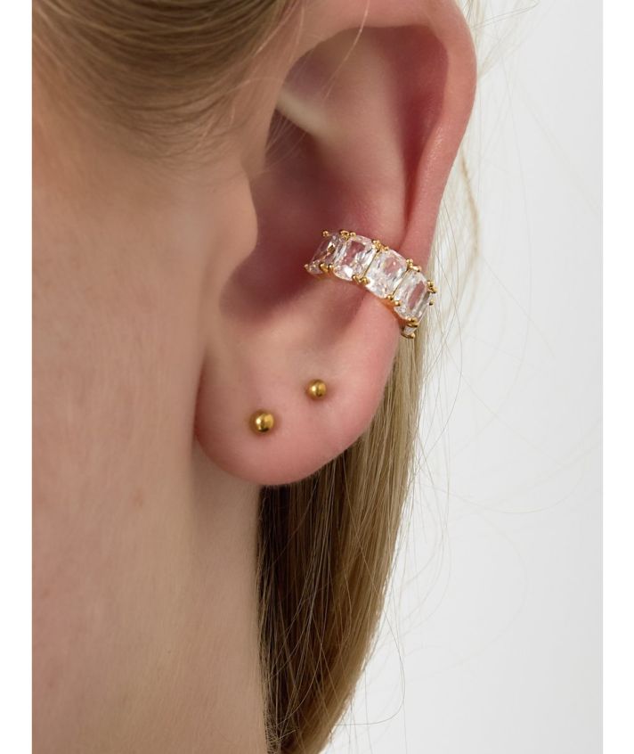 Ear cuff met strass-steentjes - goud