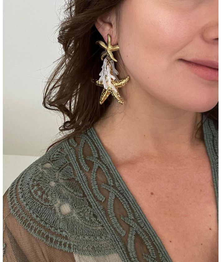 Oorbellen met koraal in turquoise