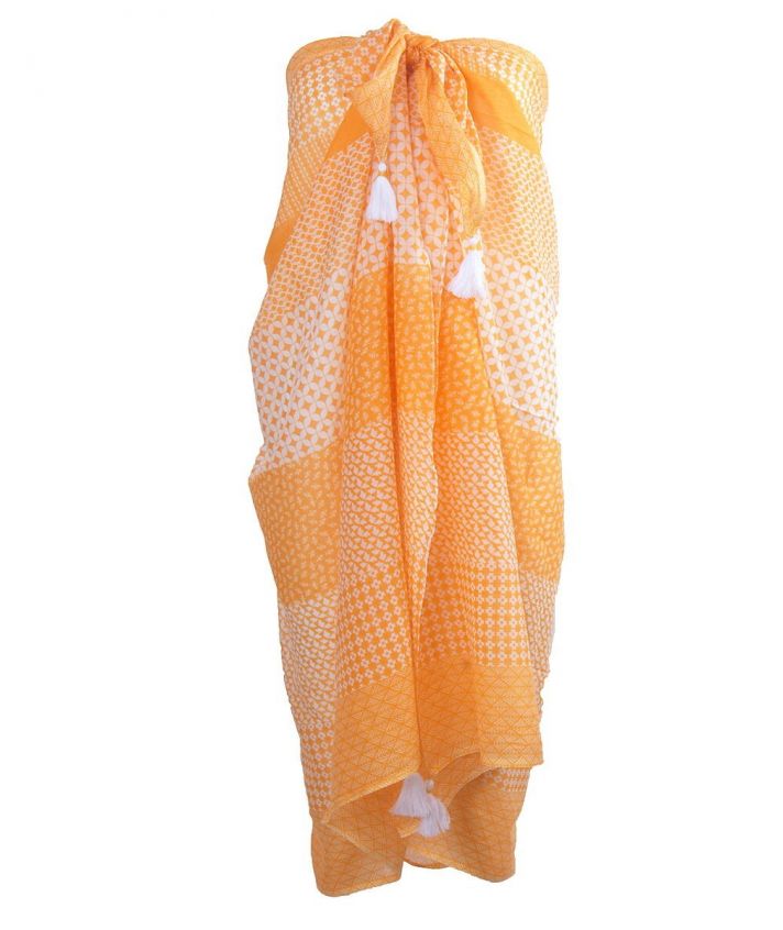 Oranje pareo met diverse prints
