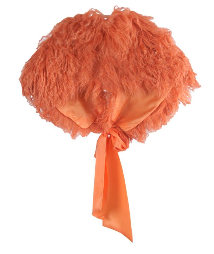 Oranje schapenvacht stola met lintsluitng