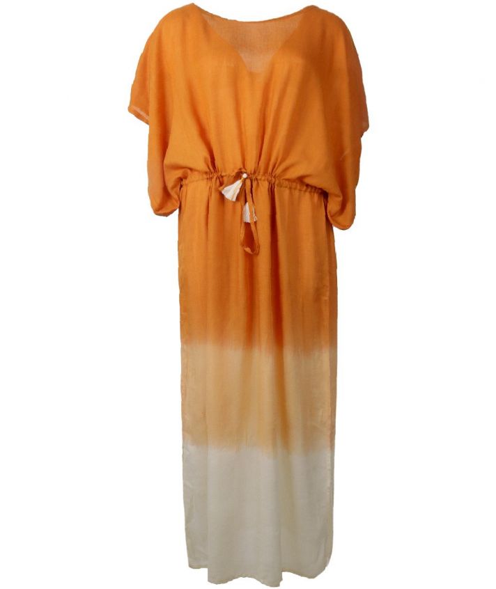 Lange kaftan in oranje met kleurverloop