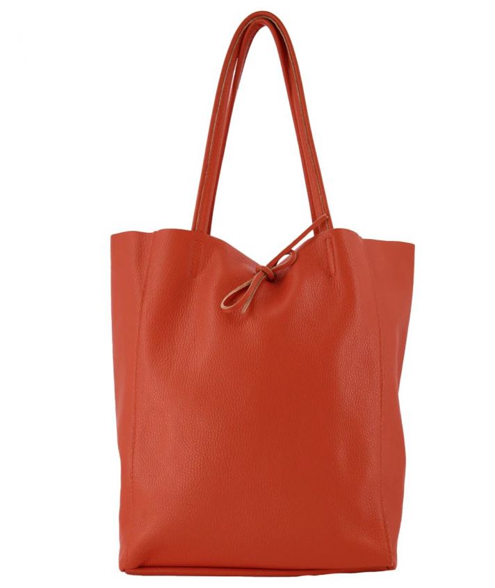 Lederen shopper in oranje 