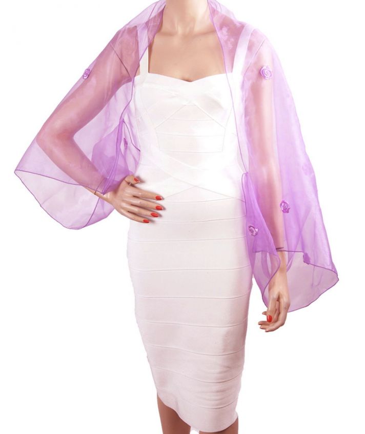 Effen orchidee paarse organza bolero stola