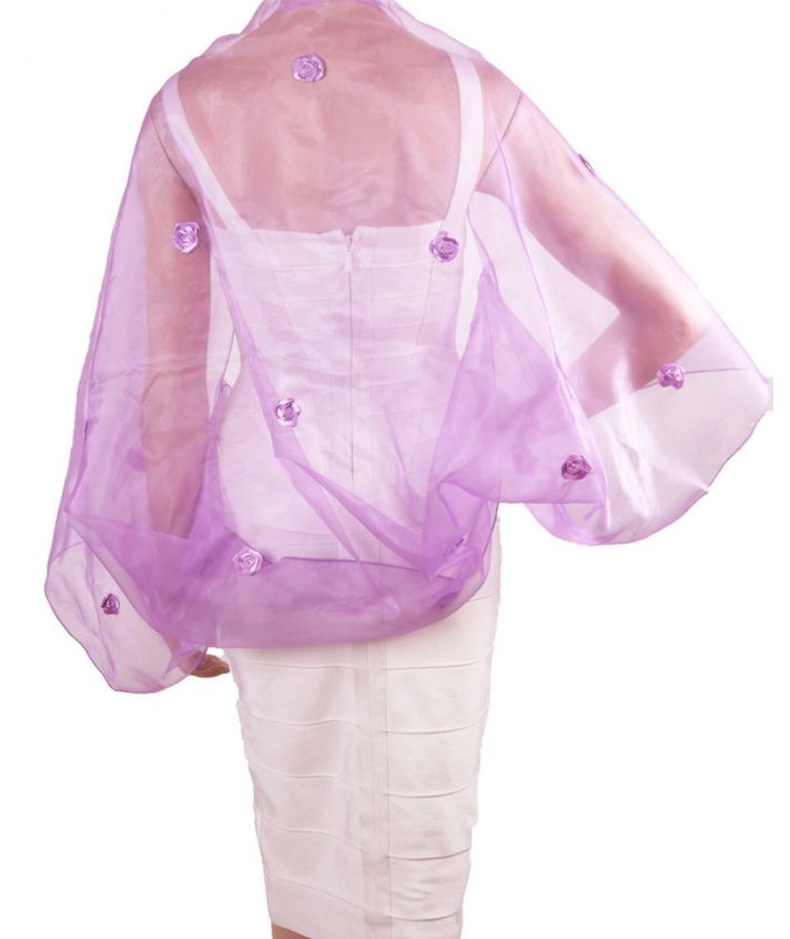 Effen orchidee paarse organza bolero stola