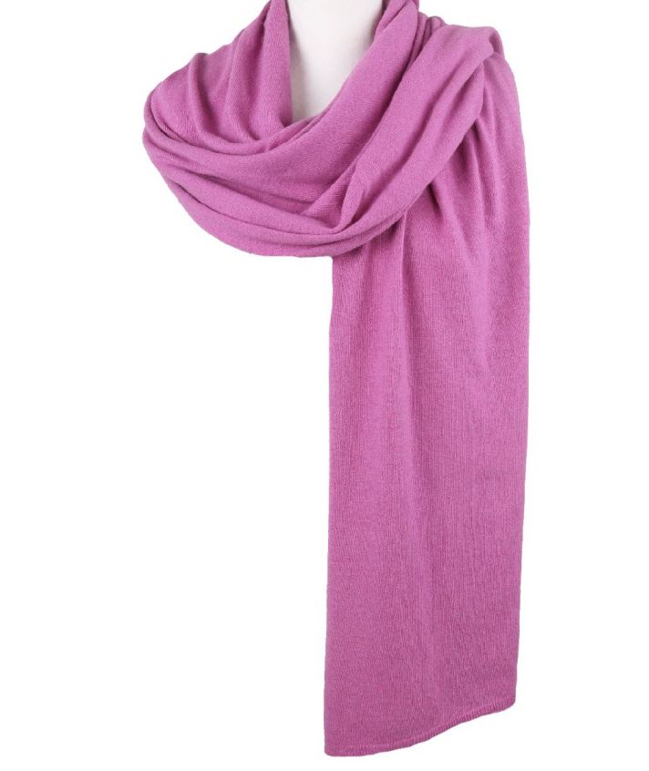 Kasjmier-blend sjaal/omslagdoek in orchidee roze