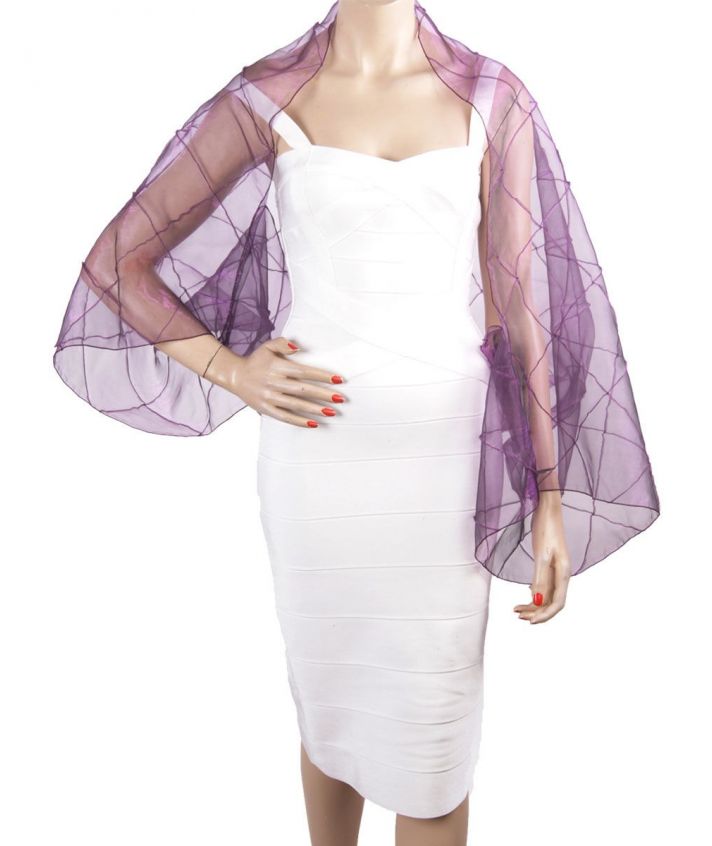 Paarse bolero stola van organza