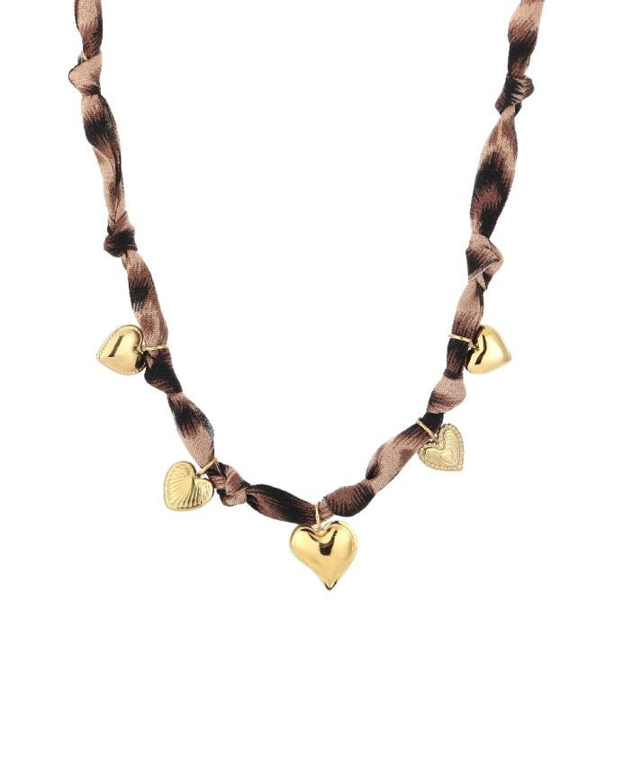 Panterprint cord ketting met bedels