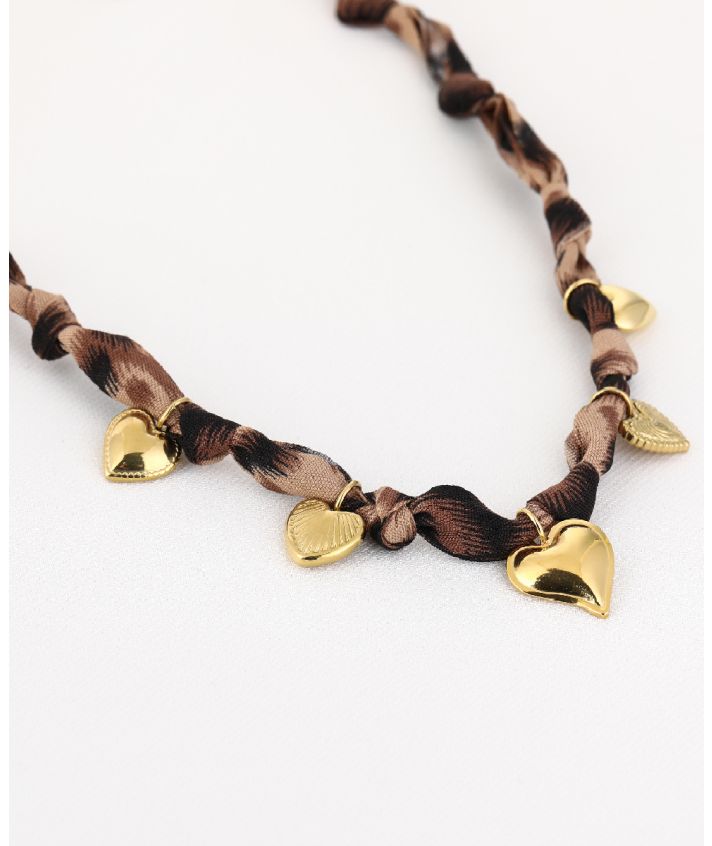 Panterprint cord ketting met bedels
