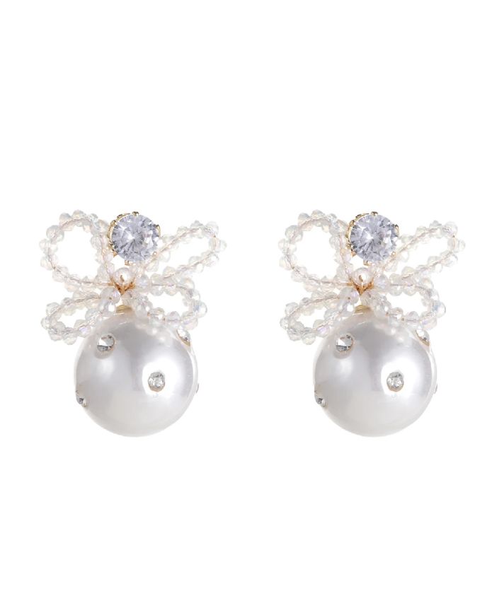 Parel oorstekers met kralen en strass
