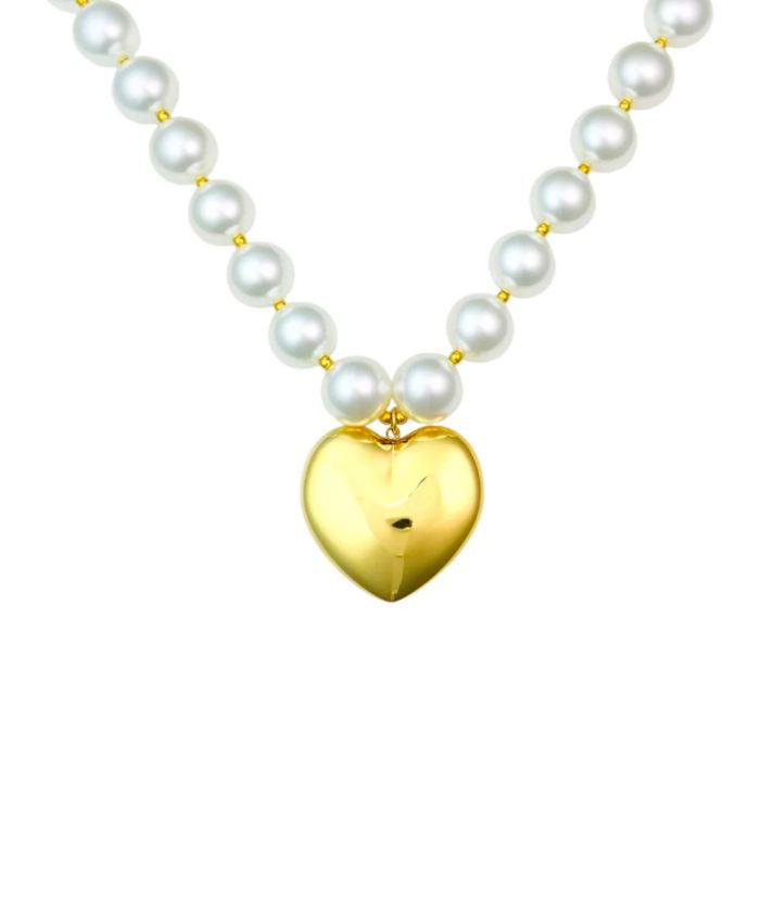 Statement parel kralenketting met hart 