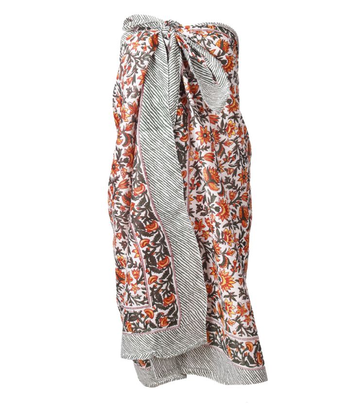 Sarong met bloemenprint in oranje