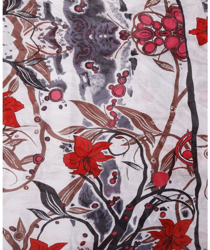 Pareo met bloemenprint in hardroze en rood