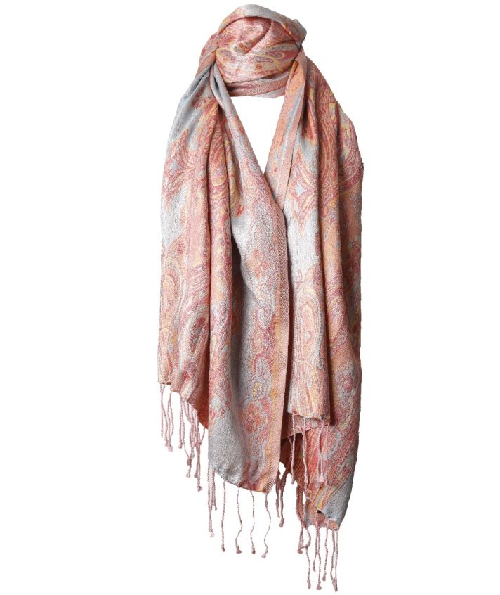 Zijden pashmina sjaal in roze tinten