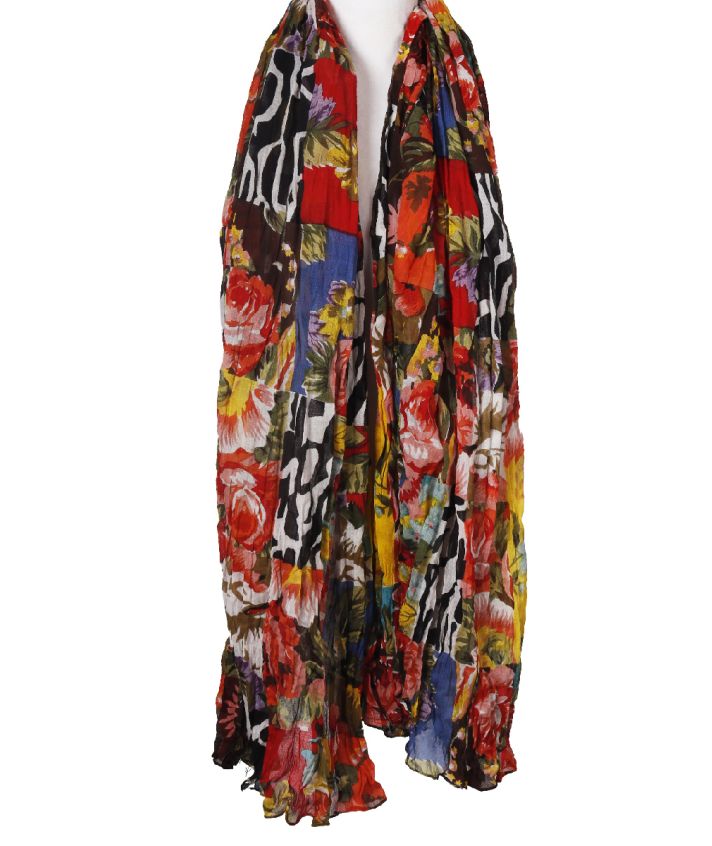 Katoenen sjaal met patchwork print