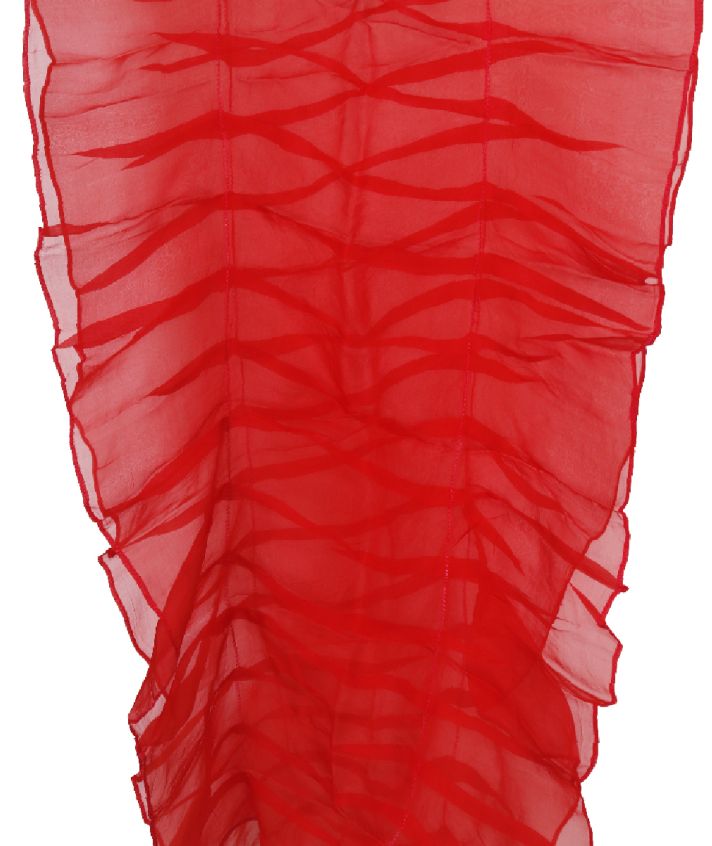 Zijden stola in rood met ruches