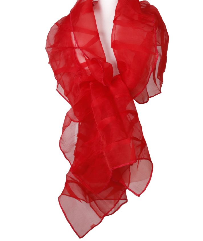 Zijden stola in rood met ruches