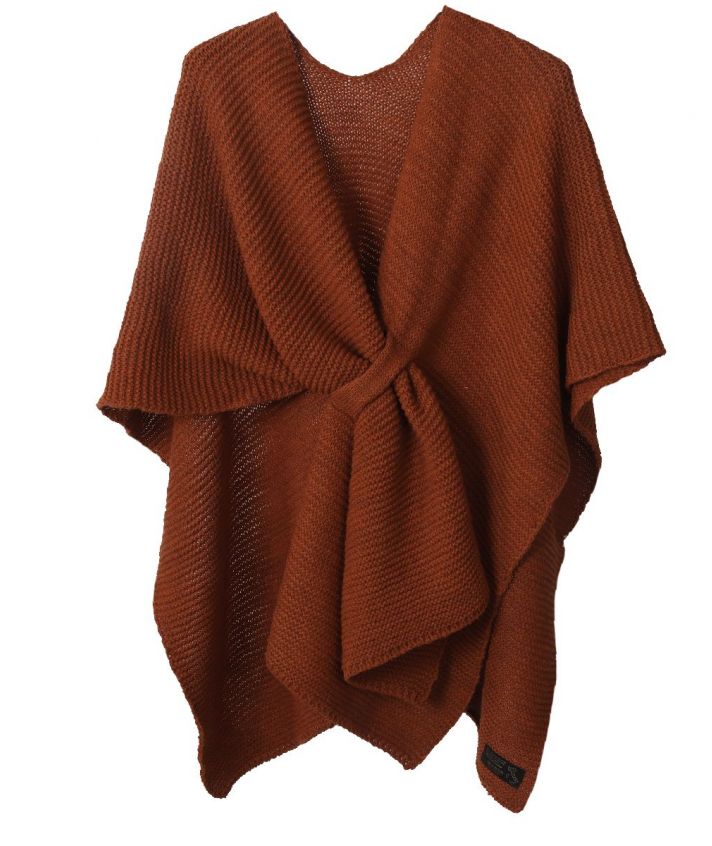Alpaca-blend omslagdoek in roestbruin met lus