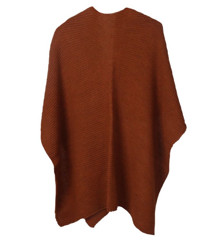 Alpaca-blend omslagdoek in roest-bruin met lus