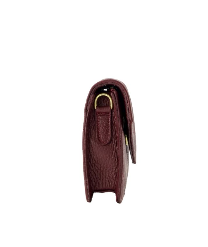 Lederen crossbody clutch in burgundy