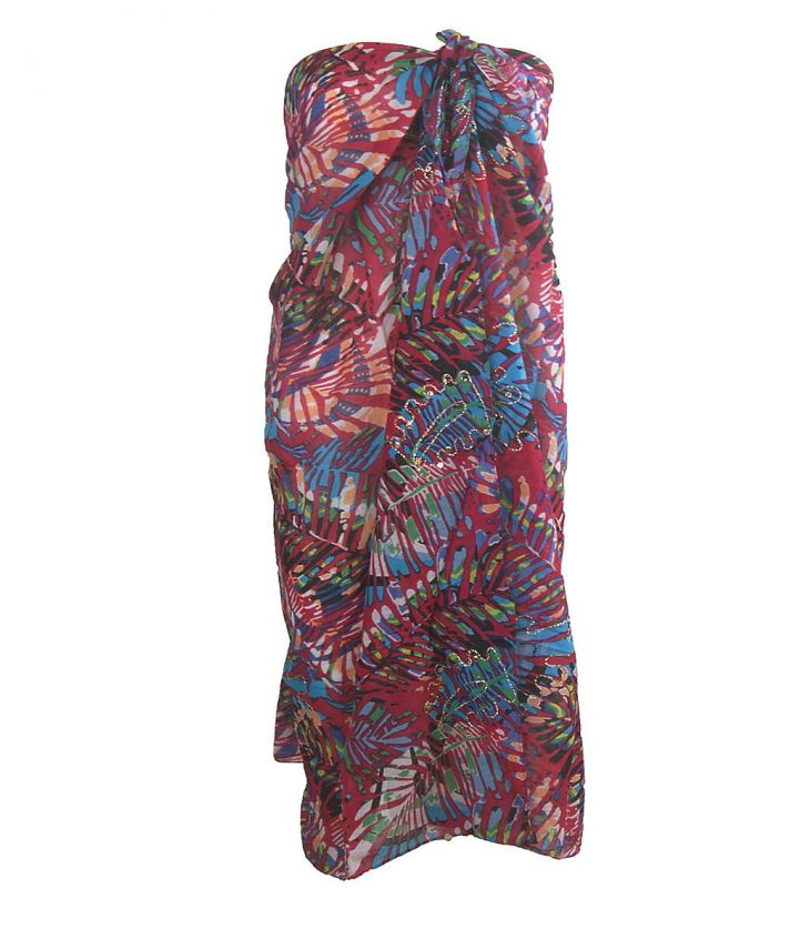 Hardroze sarong met tropische bladeren print