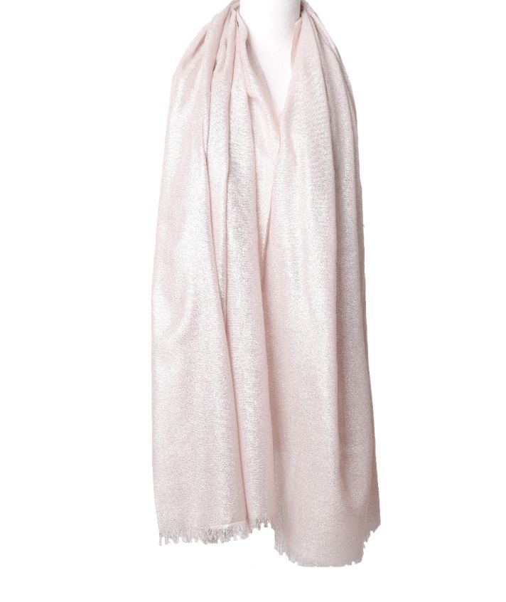 Licht oudroze stola met lurex glittereffect