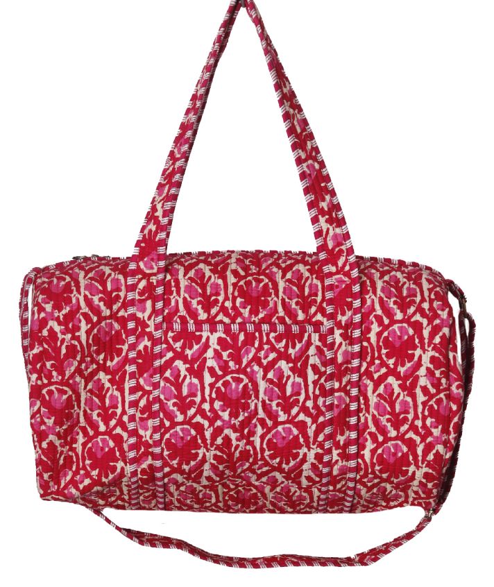  Gewatteerde weekend tas met floral in roze