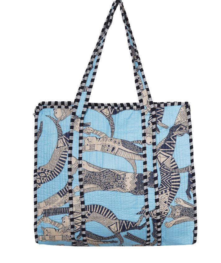 Gewatteerde schoudertas/shopper met kattenprint