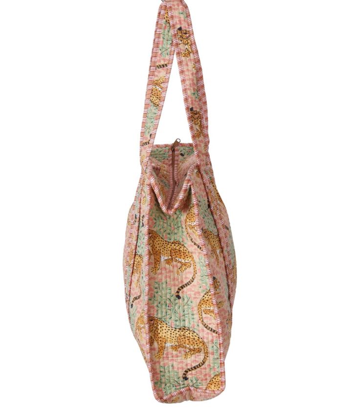 Gewatteerde schoudertas/shopper met panterprint