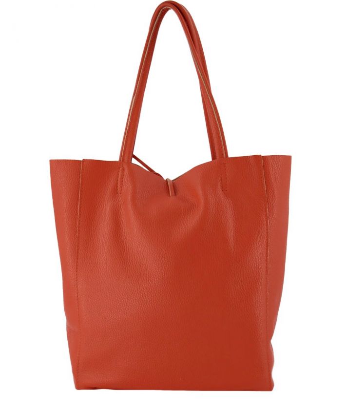 Lederen shopper in oranje 