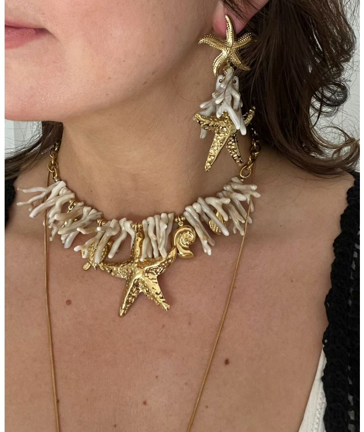 Oorbellen met koraal in beige