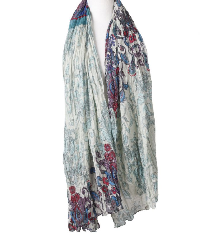 Katoenen jadegroene sjaal met paisley print