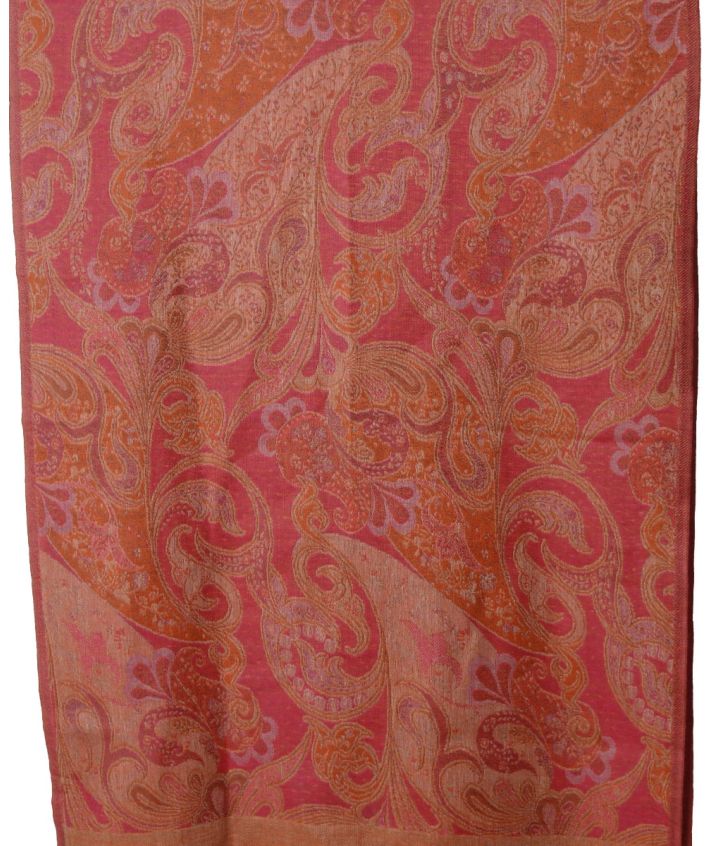 Wollen sjaal met paisley in oranje-roze