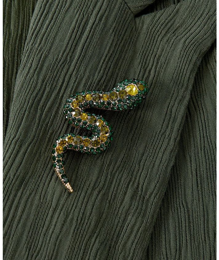 Slang broche met strass in groen