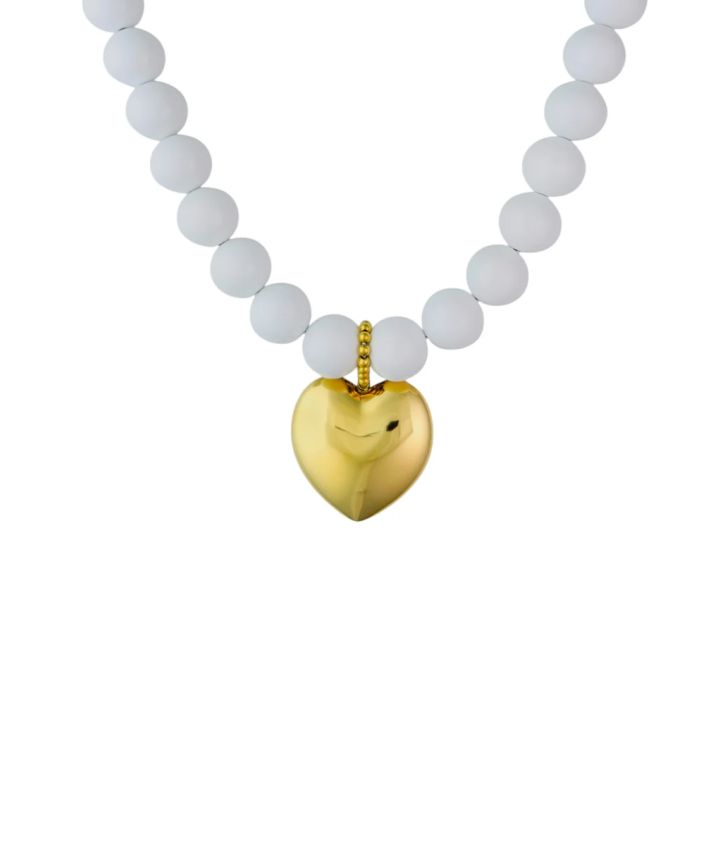 Statement kralenketting met hart in goud