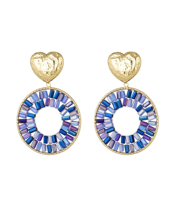 Statement oorbellen met hart & kralen
