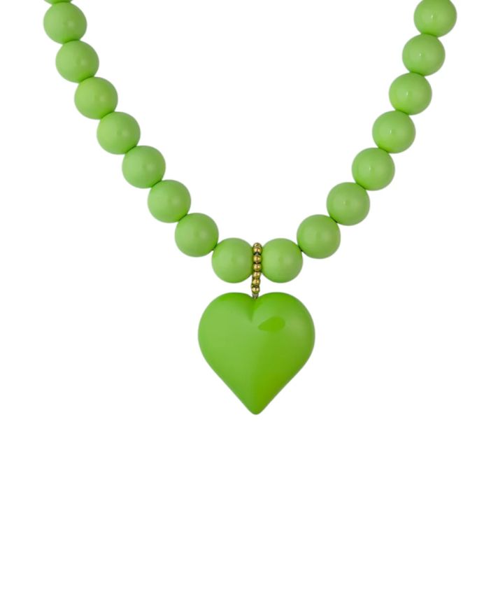 Statement kralenketting met hart in groen