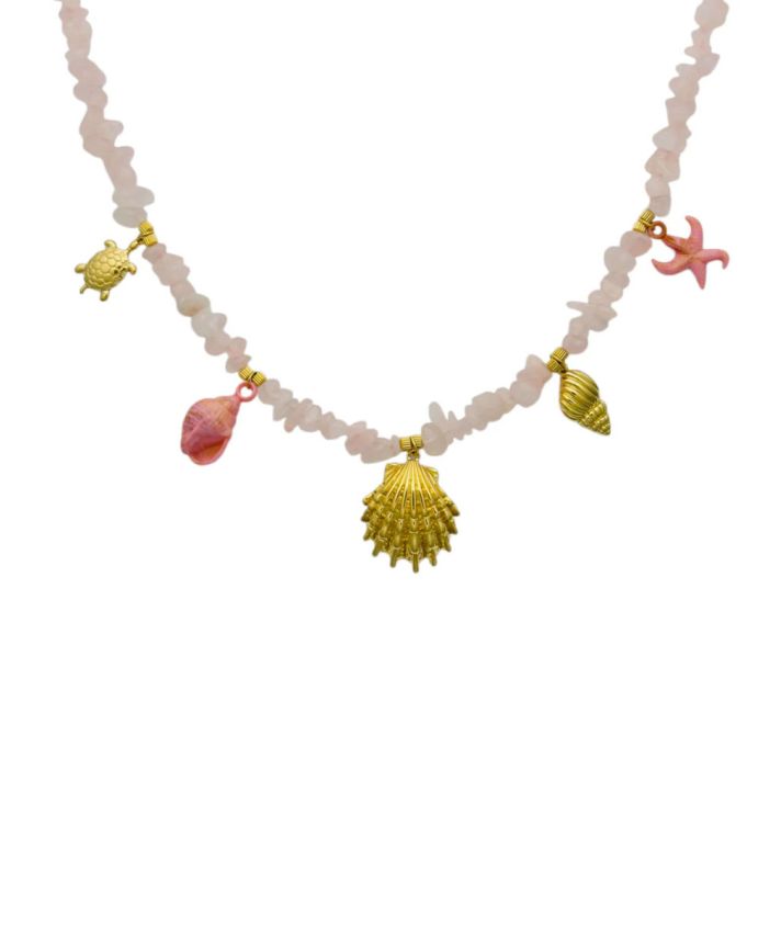 Statement koraal ketting in zachtroze