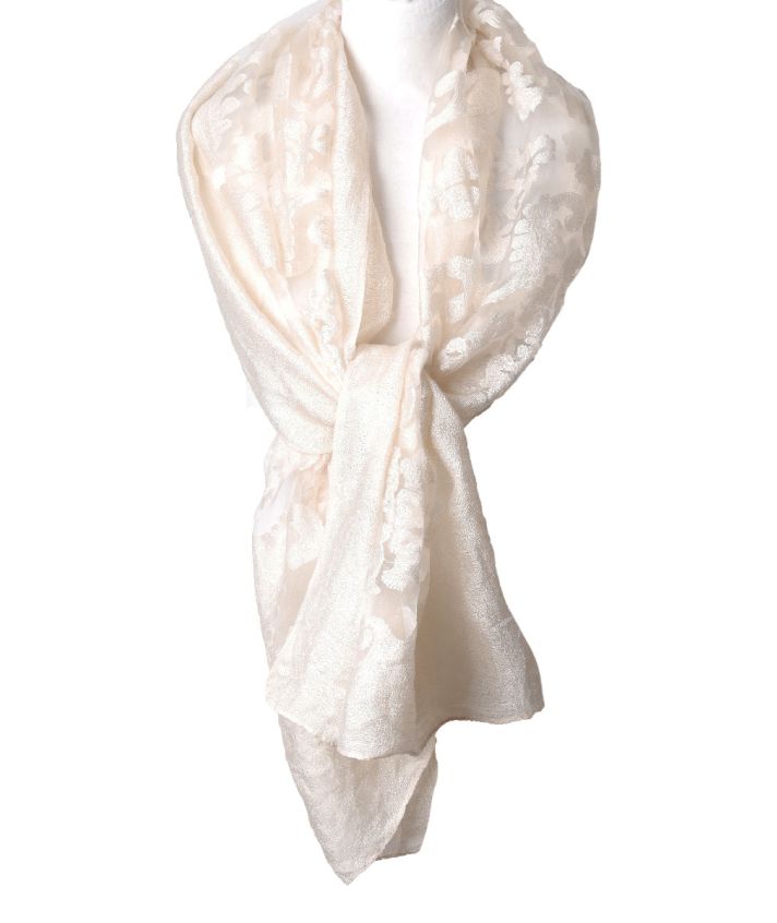 Stola van doorschijnend jacquard kant